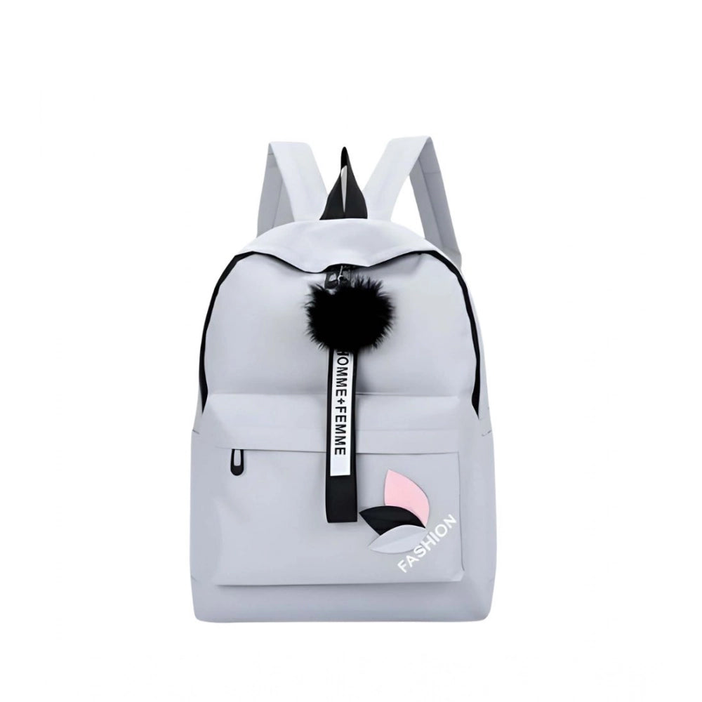 Generic Unisex PU Leather Solid Medium Zipper Backpack (Grey) – sivstore