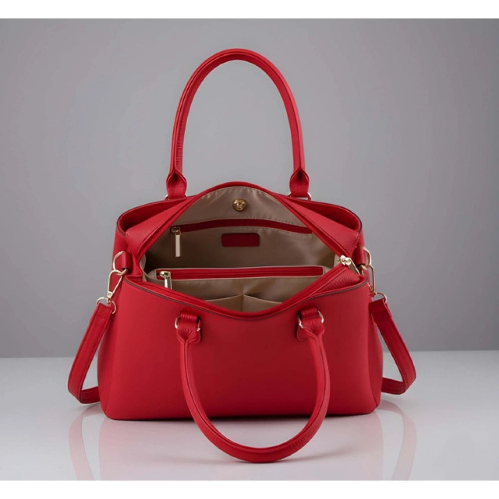 Generic Handbag Generic Women's PU Leather Solid Shoulder Zipper Handbag (Red) – sivstore